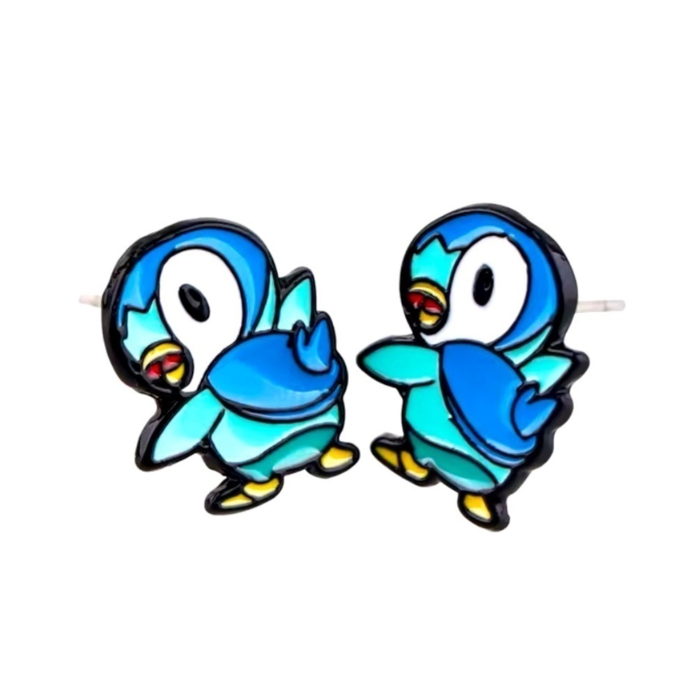 3 For $35 Pokemon Piplup Stainless Steel Enameled Stud Character Earrings - Picture 1 of 2
